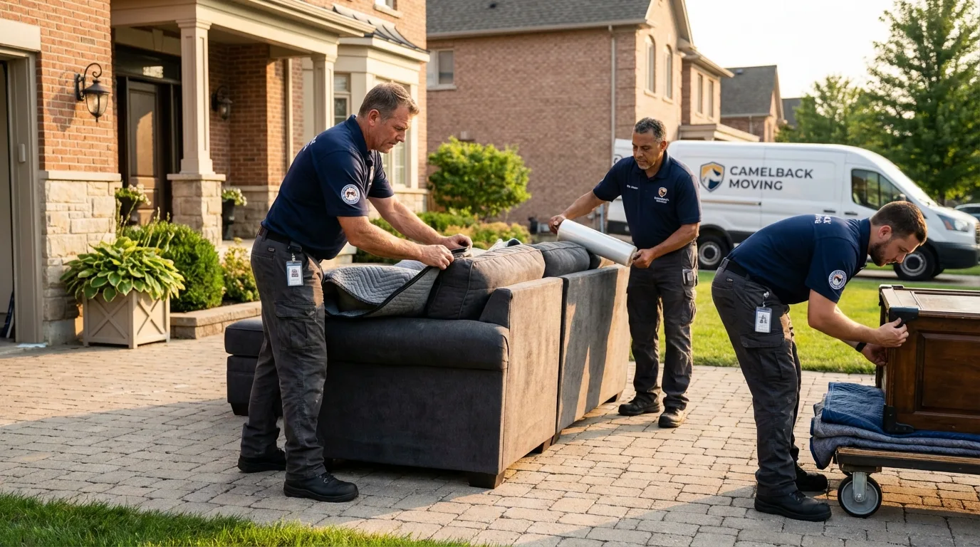 Large estate moving crew wrapping furniture in Lockhart, TX